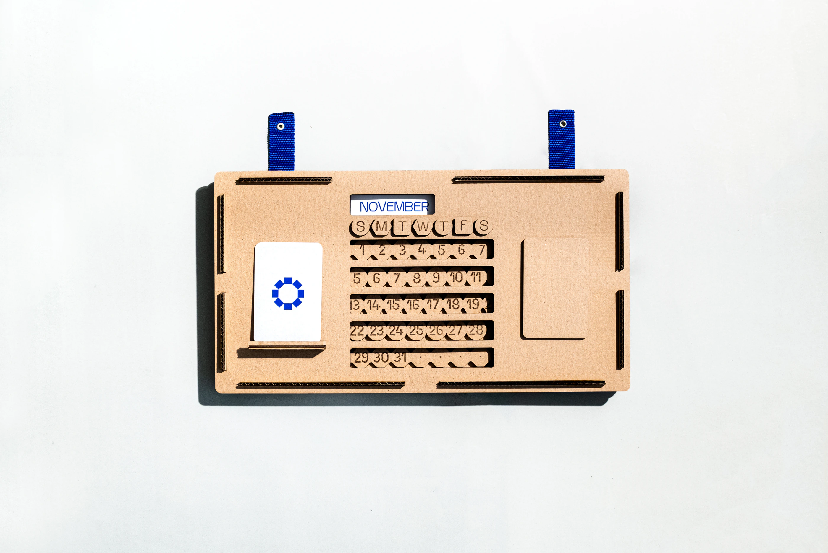 RE:MIND cardboard perpetual calendar viewed from the front