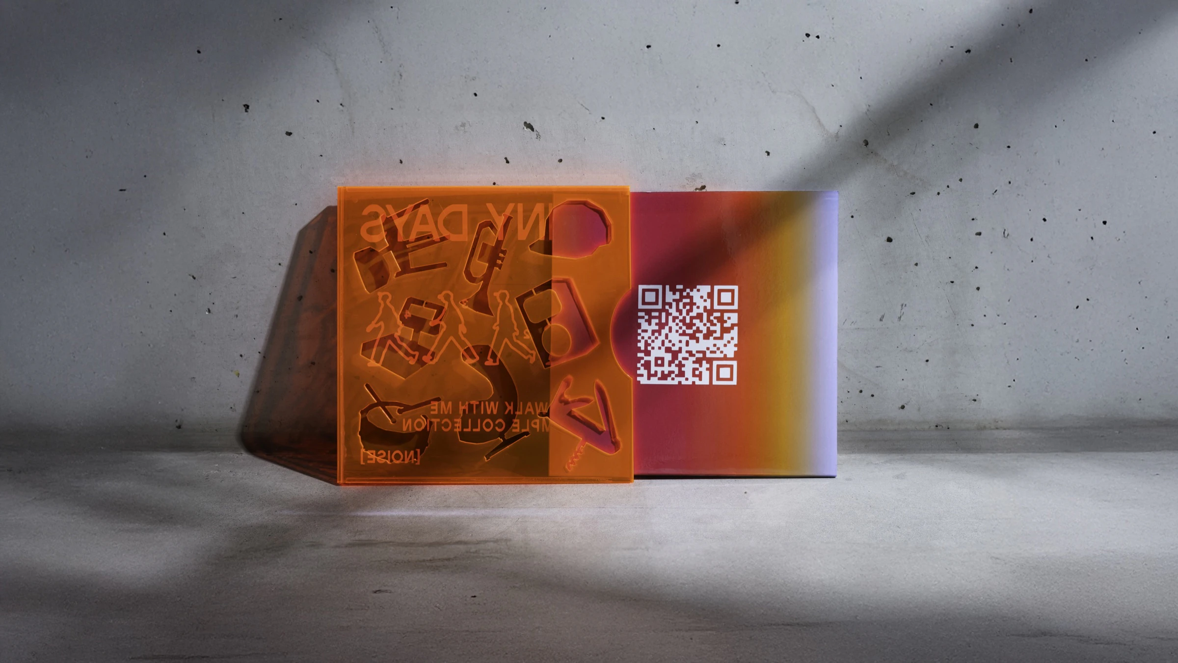 Translucent orange WALK WITH ME case with removable sample pieces