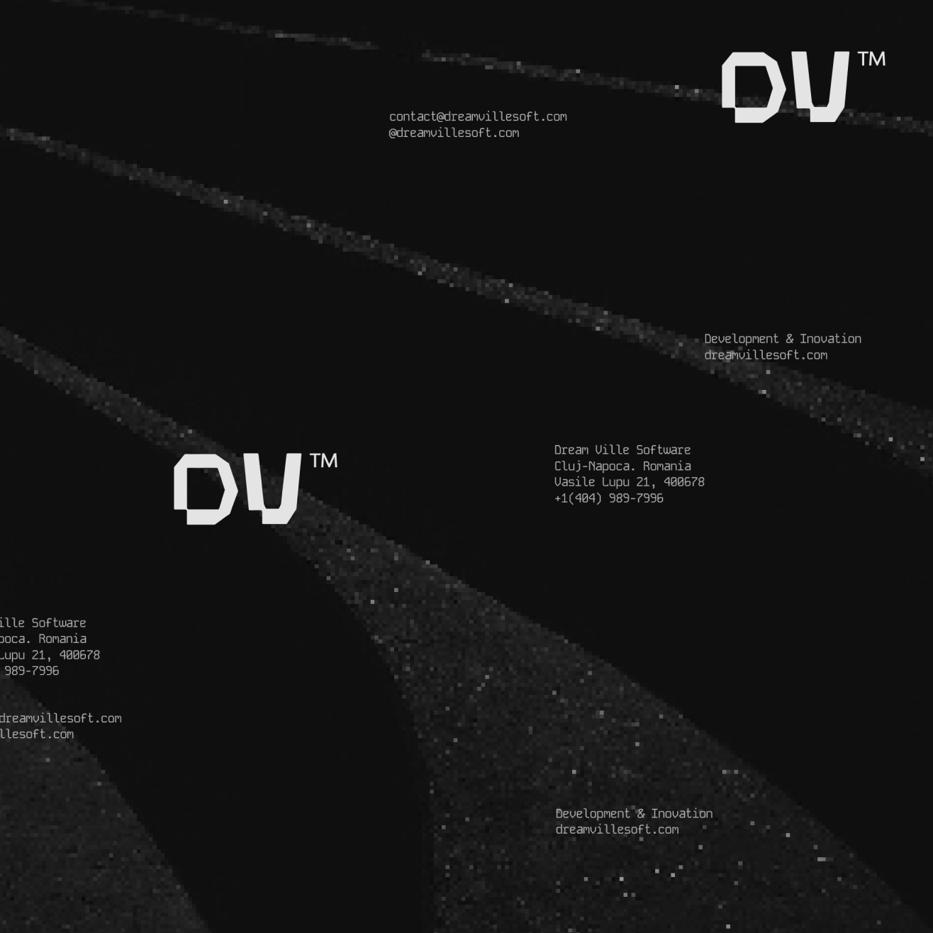 Dream Ville Software identity system with wordmarks and company information