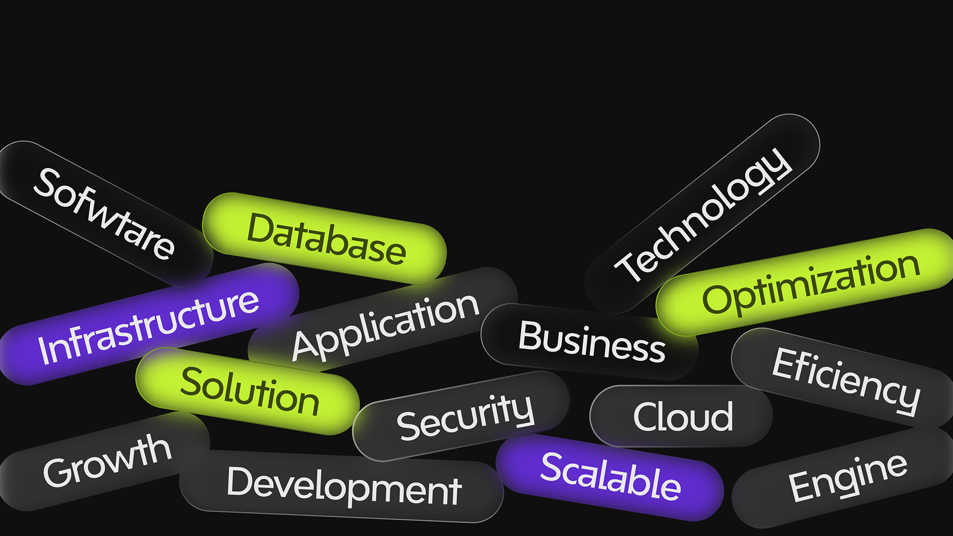 Dream Ville Software technology keywords arranged in the brand color system