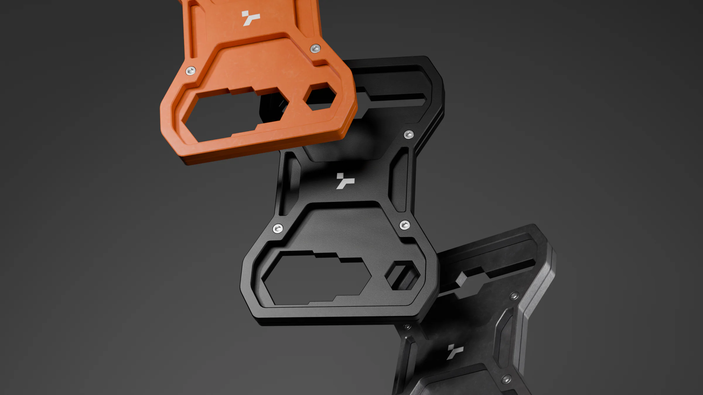 Multitool concept shown in orange and black configurations